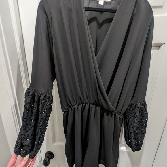 Boston Proper Black Women's Romper Size M- great beach cover-up! - Picture 1 of 4